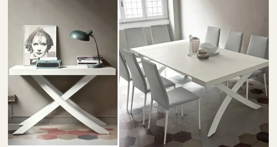 Bontempi - Artistico, consolle allungabile in acciaio e legno