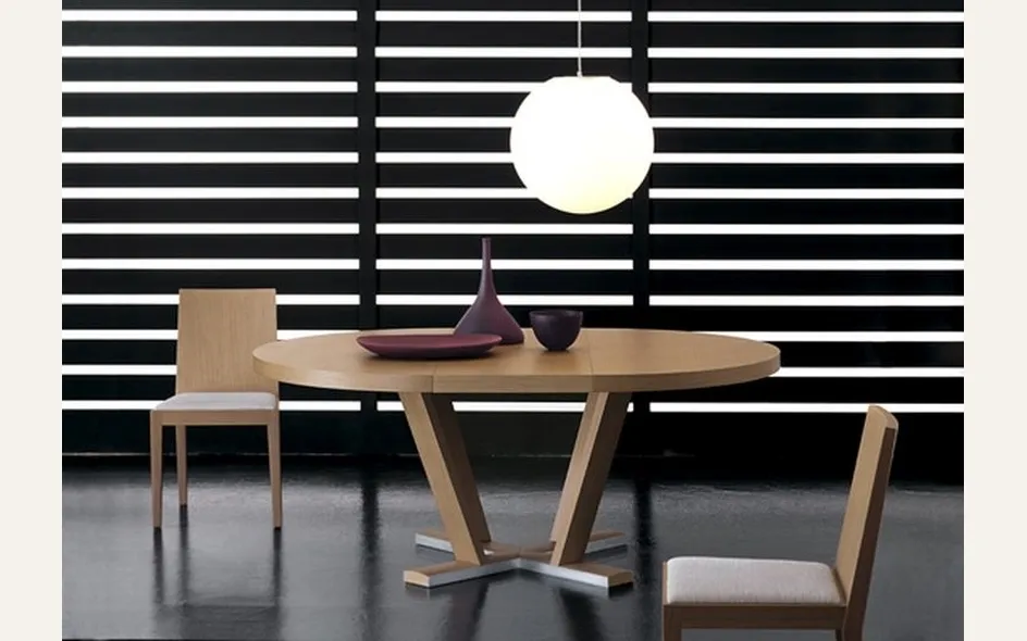 Tavolo rotondo allungabile in legno