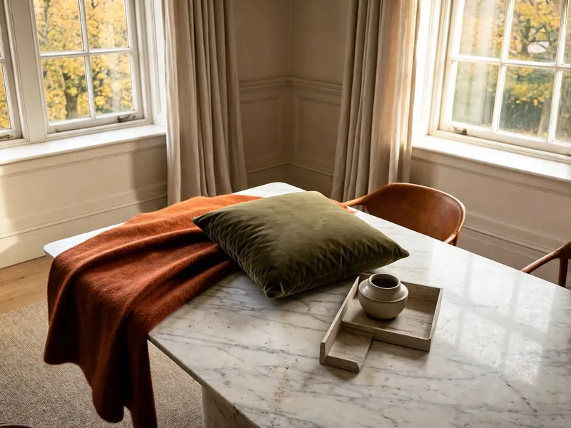 La palette autunnale: colori e materiali per plaid, cuscini e tende