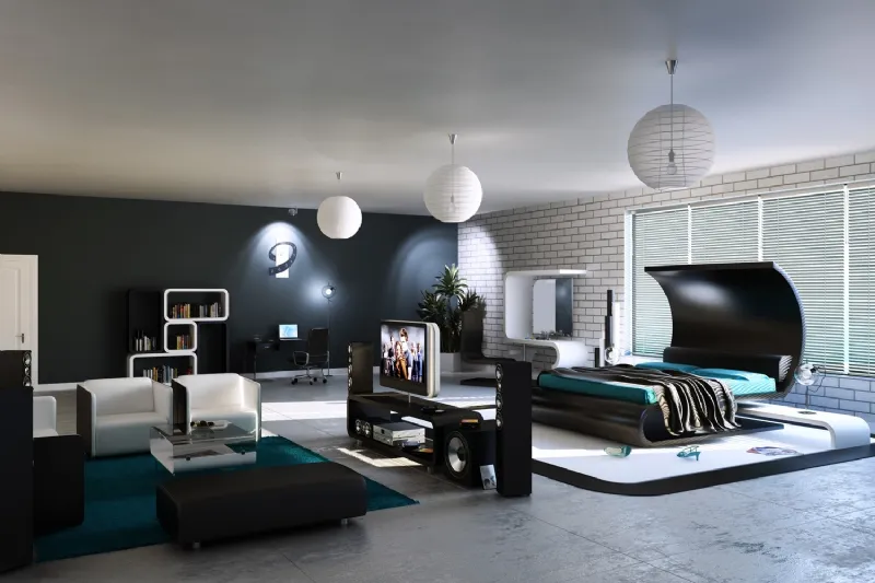 Camera da letto moderno con lampadari