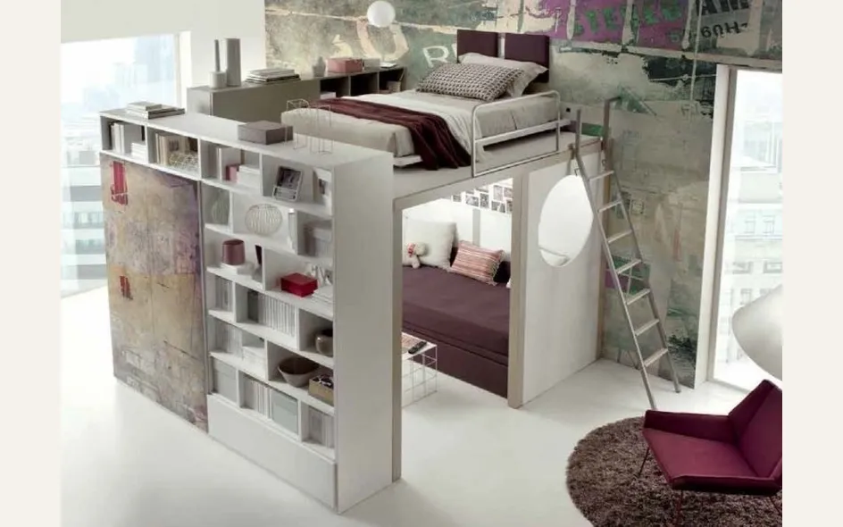 Cameretta a soppalco con zona relax