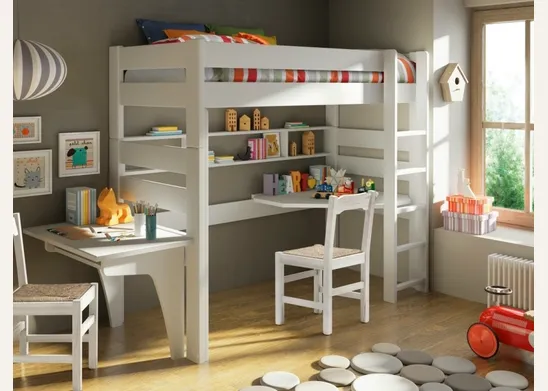 cameretta con letto a soppalco