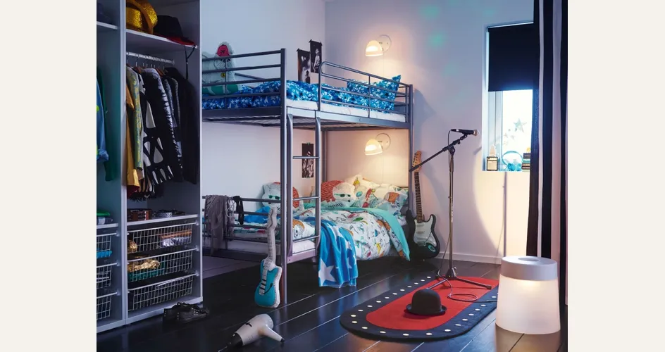 letto a castello in ferro Ikea Svarta color argento