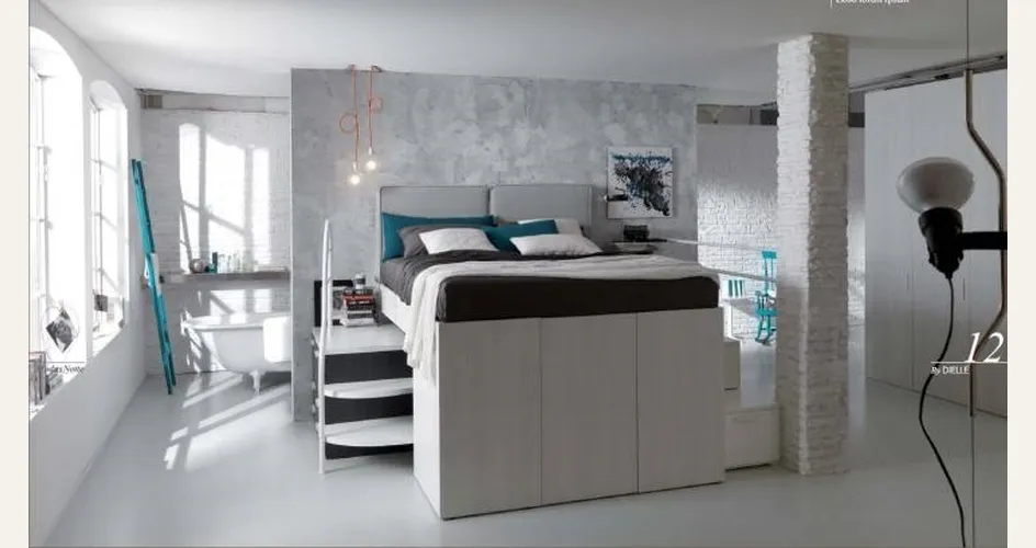 Letto a soppalco in acciaio tubolare