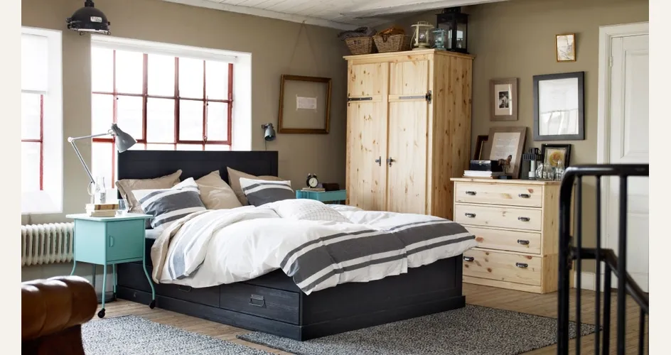 Letto con contenitore della serie Fjell di Ikea