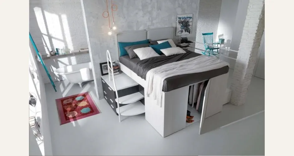 Letto a soppalco matrimoniale con armadio