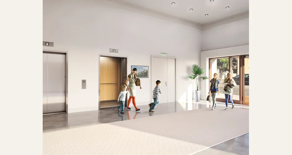 Kone MonoSpace 500 è un ascensore senza fossa e per la cabina prevede addirittura 52 versioni diverse in opzioni e finiture