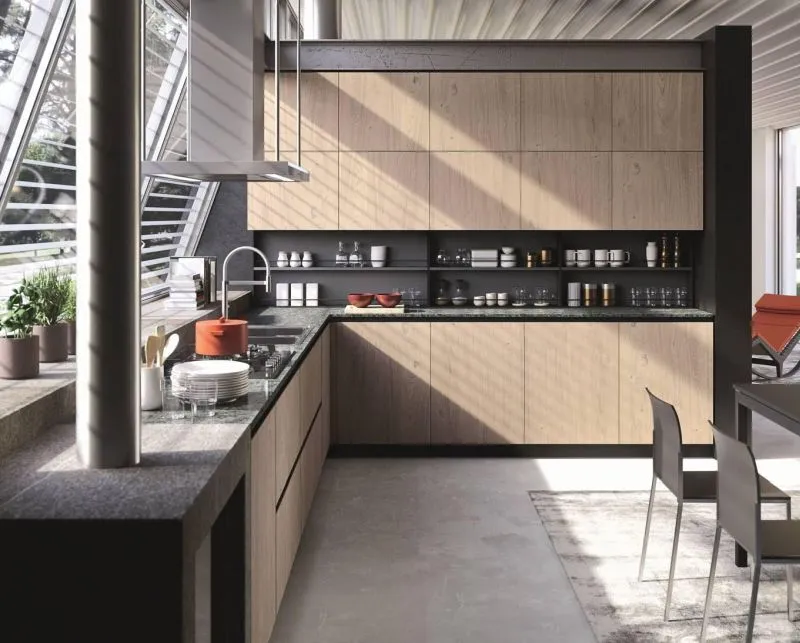 La cucina Lab13 Urban Style di Aran Cucine con piano in marmo