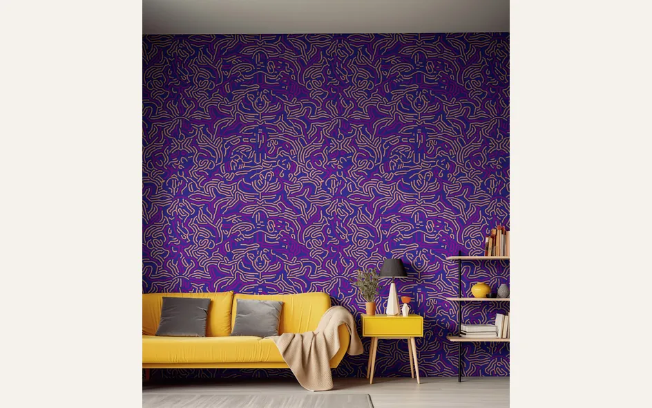 Arredi, luci e mix di epoche per completare l'insieme (foto Divano Spaghetti Wall Organic)